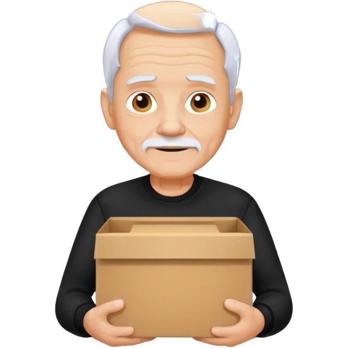 box carrier old man with black shirt emoji