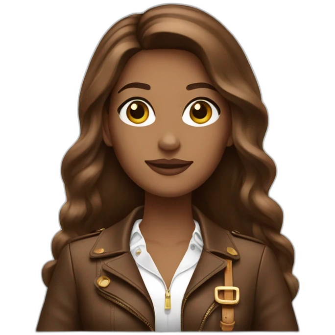 Withe woman brown êtes with long brown Hair and Vuitton bag emoji