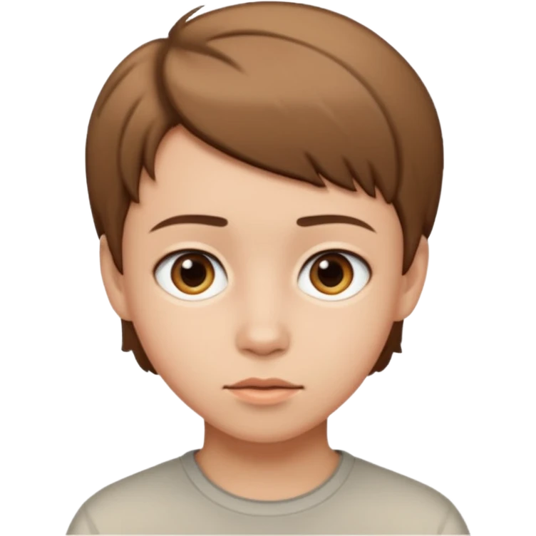 adolescent au visage impassible. Cheveux courts emoji