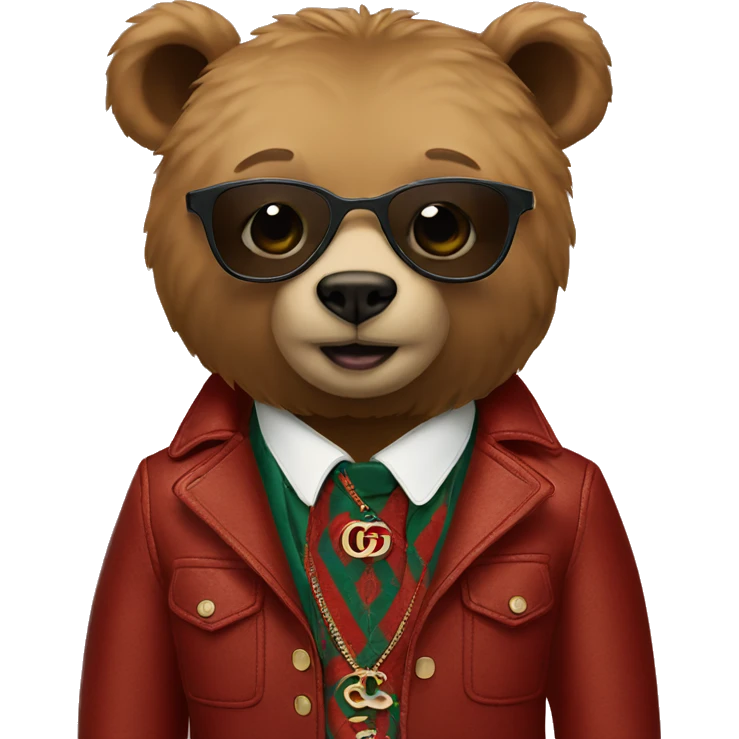 A bear wearing gucci emoji