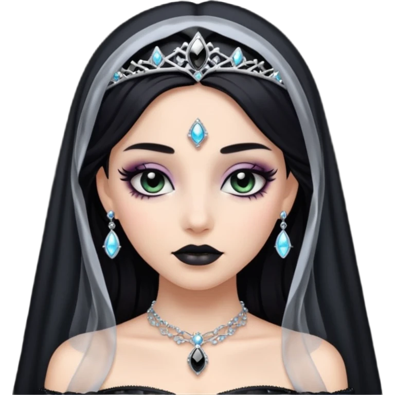 Night Princess – black veil + silver gem emoji
