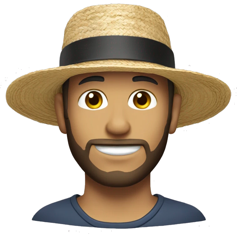 white skin amish man straw hat no mustache emoji