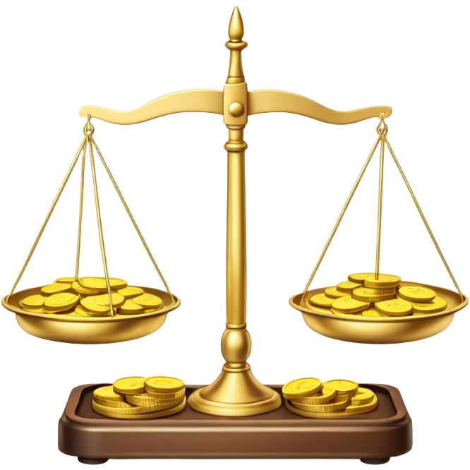 balance scale with gold coins in the trays emoji