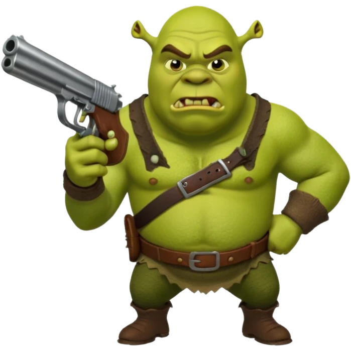 Shrek holding a gun emoji