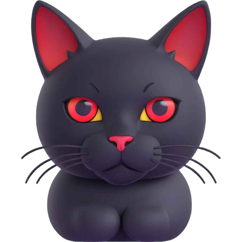 black cat with red eyes emoji