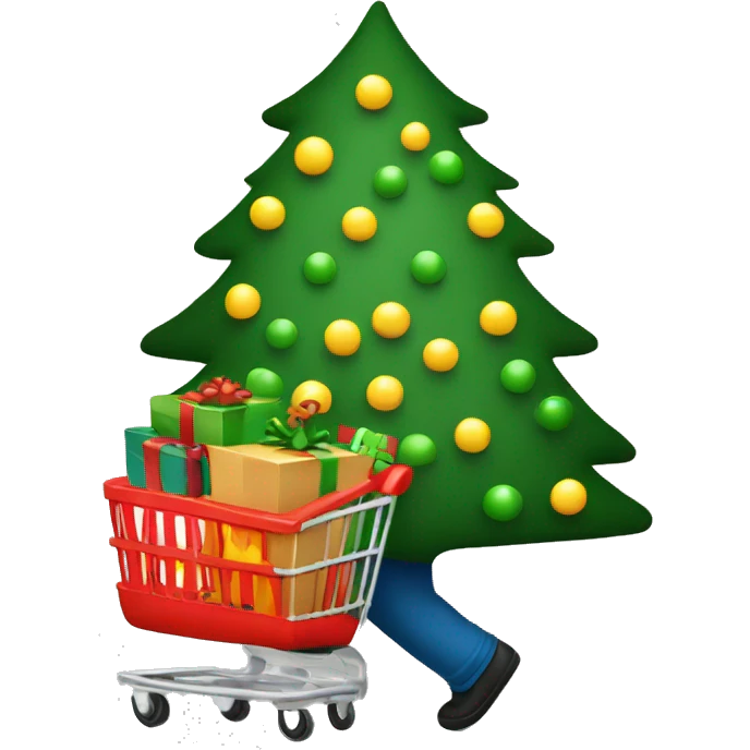 Shopping back with Christmas tree emoji