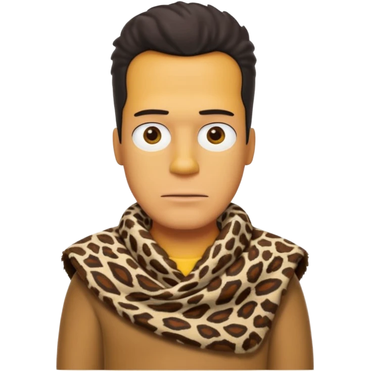 a simpson guy wearing ancient animal skin cloth, half body, icon emoji