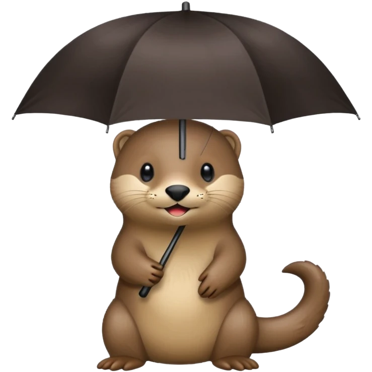 Loutre mignonne qui porte un parapluie dans sa main gauche  emoji