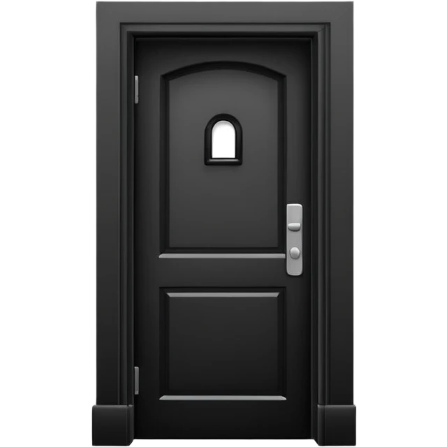 Minimalist emoji-style sticker of a closed door with a long shadow visible under the gap. Black and white, strong silhouette style.
 emoji