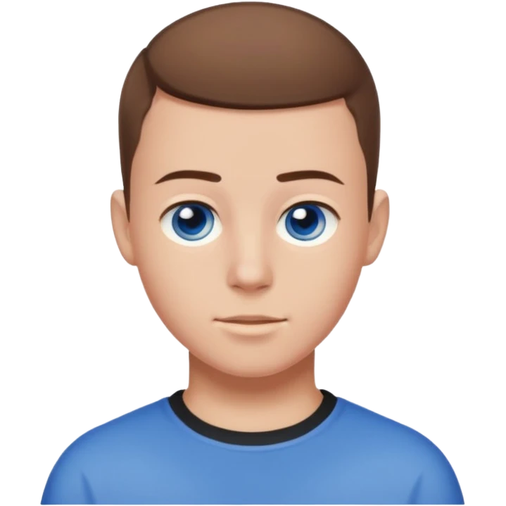teenage male with buzz cut, brown hair, white, and blue eyes  emoji