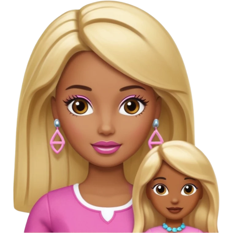 Brown skin blonde hair Barbie with Lilly in hair  emoji