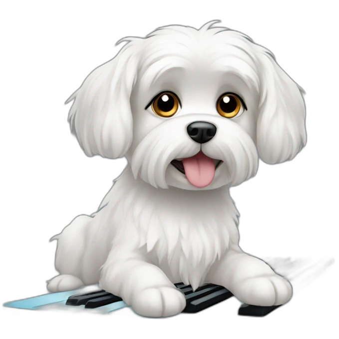 maltese dog with paws on keyboard emoji