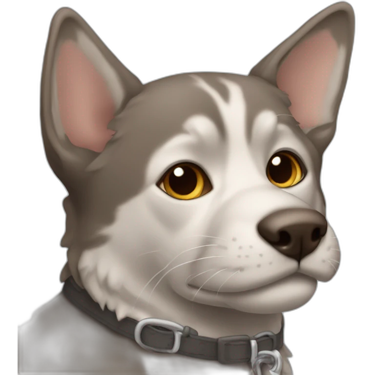 Perro marrón con gato gris emoji
