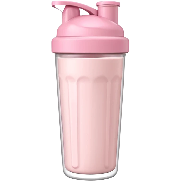 White shaker bottle with pastel pink lid, filled with protein shake emoji
