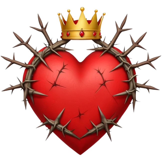 Create heart shape and in the horizontal midway create that crown thonrs like in the Jesus head  emoji