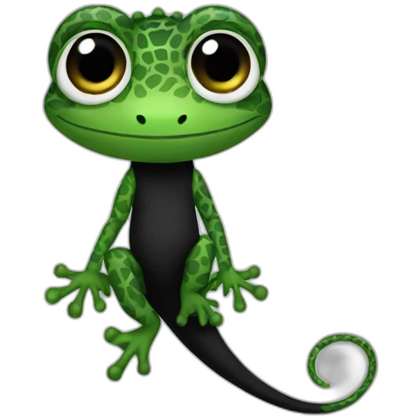 Gecko wearing a black dress with a pattern  emoji
