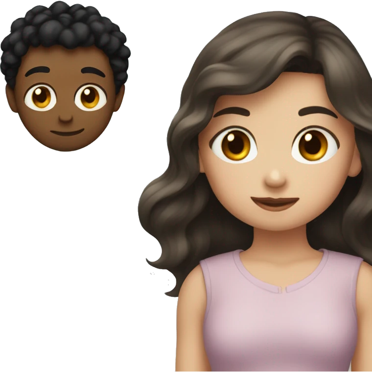 A girl with brown hair kisses a boy with black hair emoji