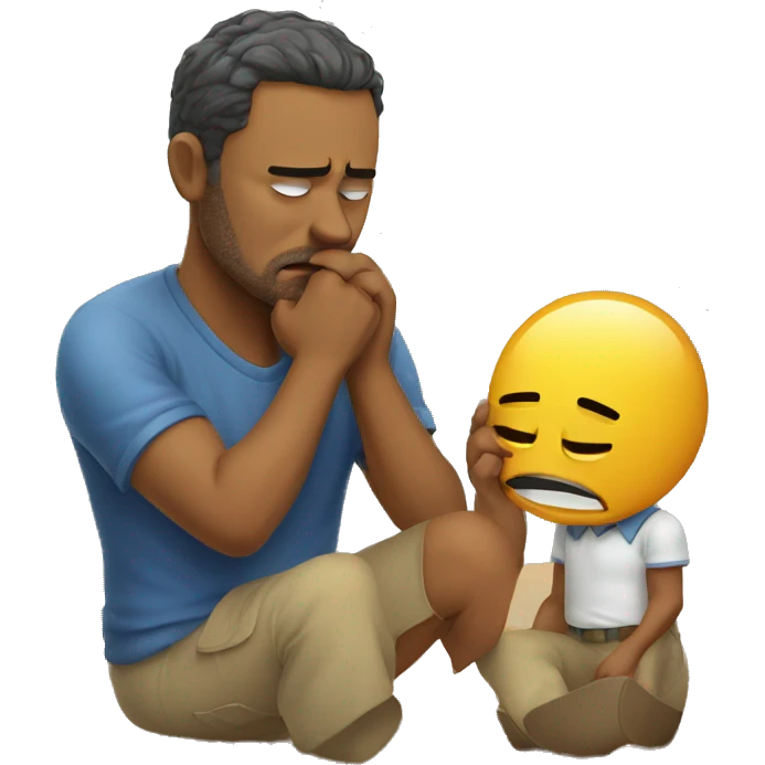 Men who cry trying to fix a broken heart of his wife emoji