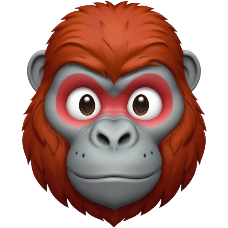 red haired gorilla head with white heart, apple style emoji, no text, facing slightly left emoji
