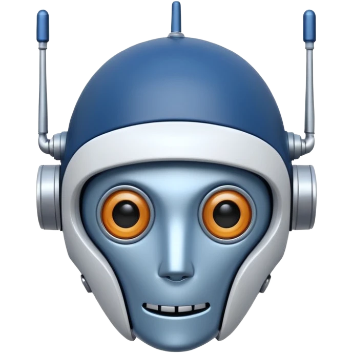 tête de robot cosmonaute bleu marine et blanc avec une antenne emoji