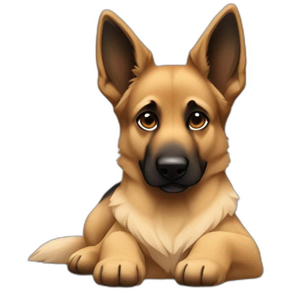 german-shepard-dog laying down with double coat fur and black ears emoji