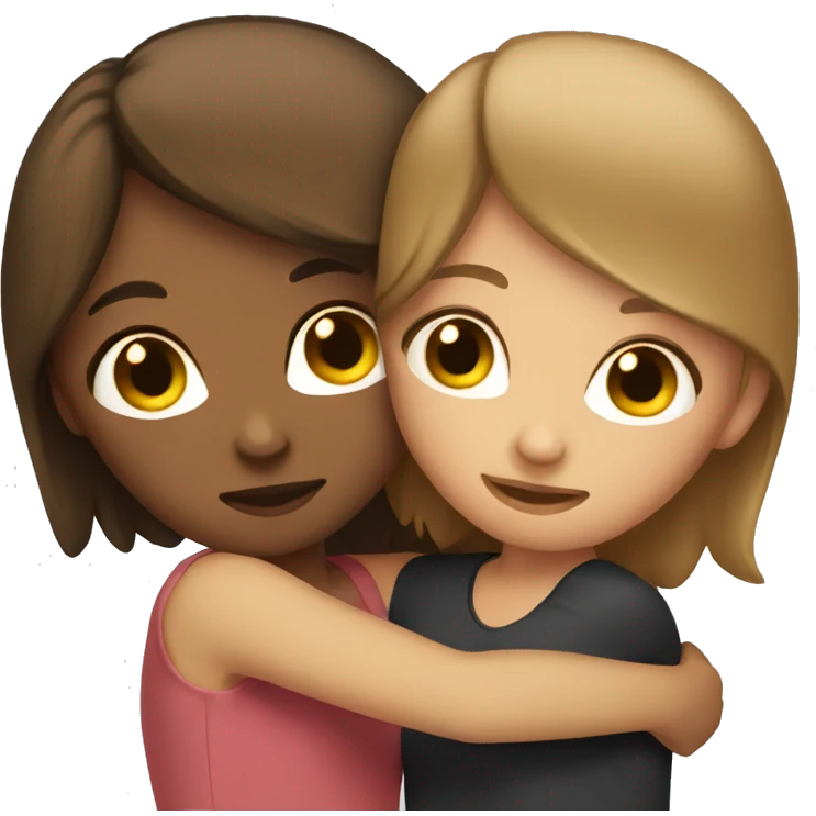 2 friends hugging (blone+brown hair) Girls emoji