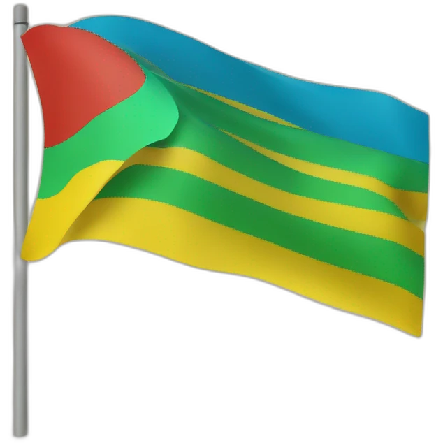Flag with a red ⵣ in the middle and 3 horizontal colors blue green and yellow from in order above to bottom emoji