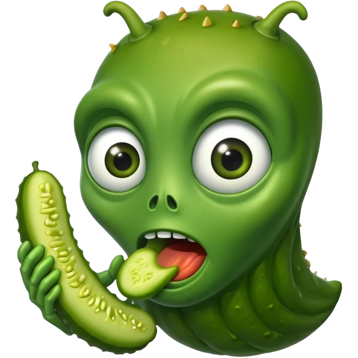 Alien eating a pickle emoji