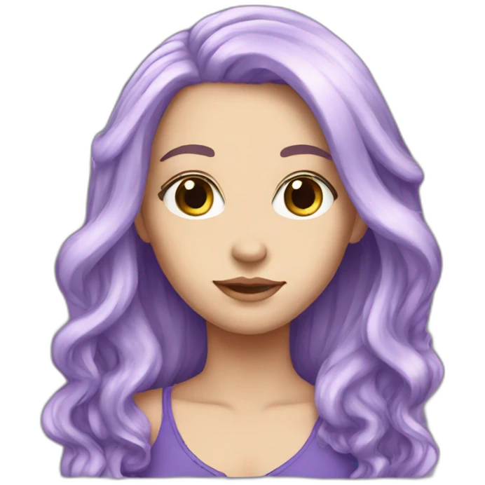 White Girl long purple hair emoji