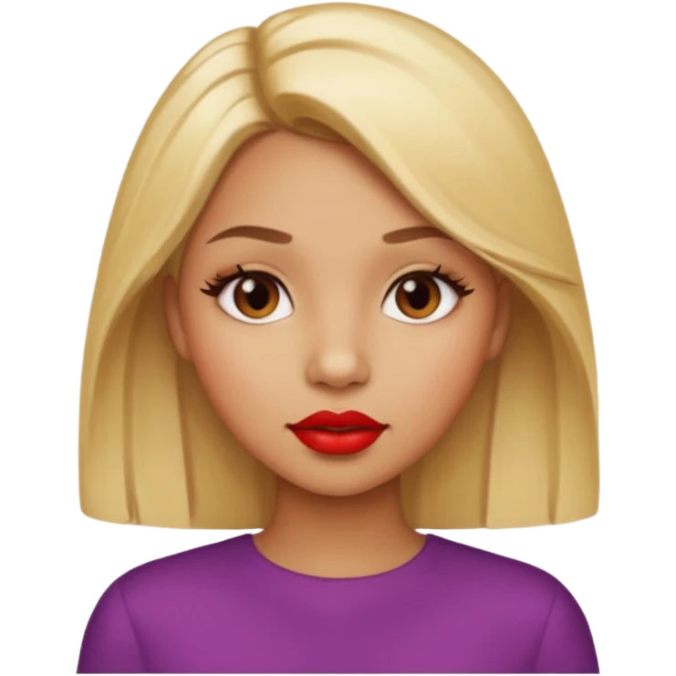 Light brown girl with blonde hair and red lipstick emoji
