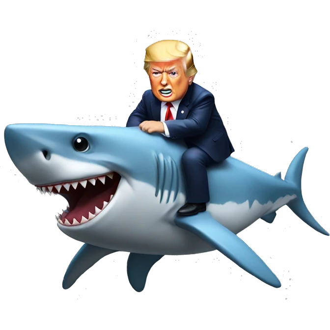 Trump riding shark emoji