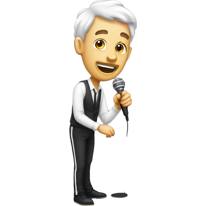 white french with mic standup comedian with micro emoji