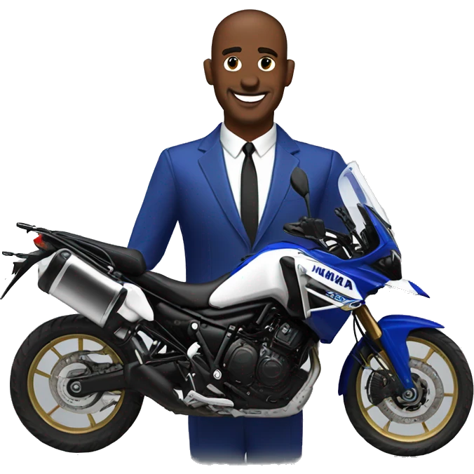 bond guy with a blue yamaha super tenere emoji