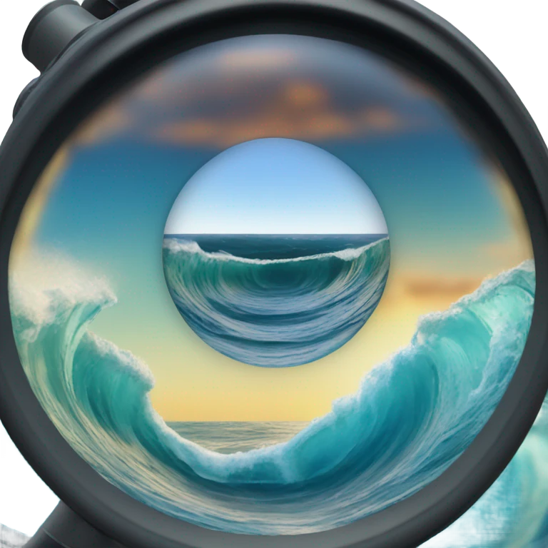 the ocean shown through binocular lens emoji