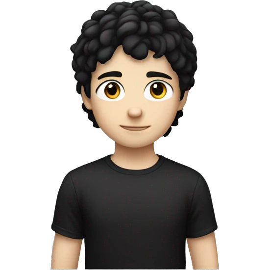 A white-skinned boy with black hair and a black T-shirt emoji