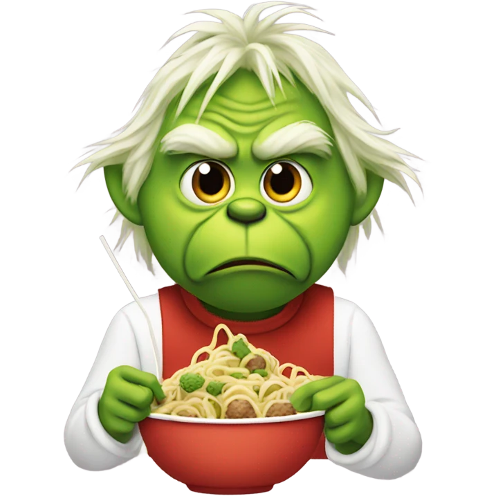 grinch eating noodles and meatballs  emoji