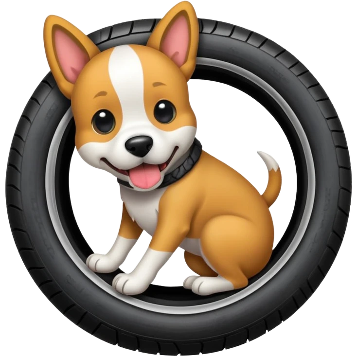 dog biting into a tire emoji