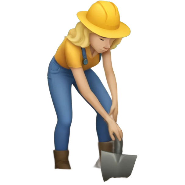 a white woman digging a hole in the ground emoji