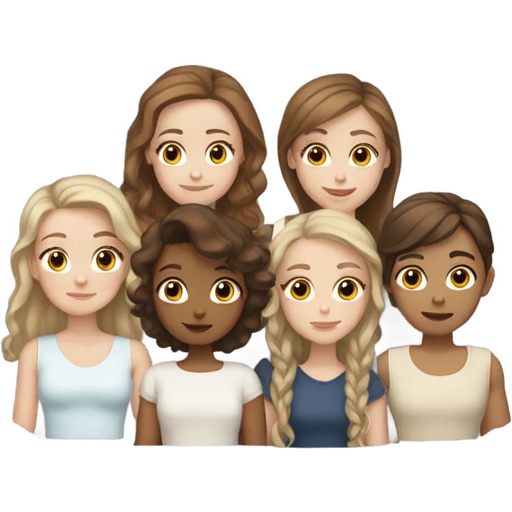 One white brother brown hair and five white sisters brown hair emoji