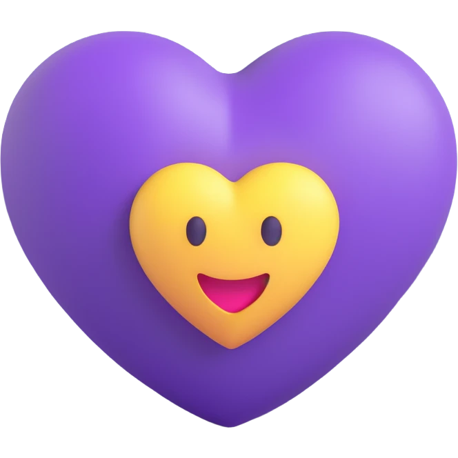 a violet purple heart, 3D emoji style emoji