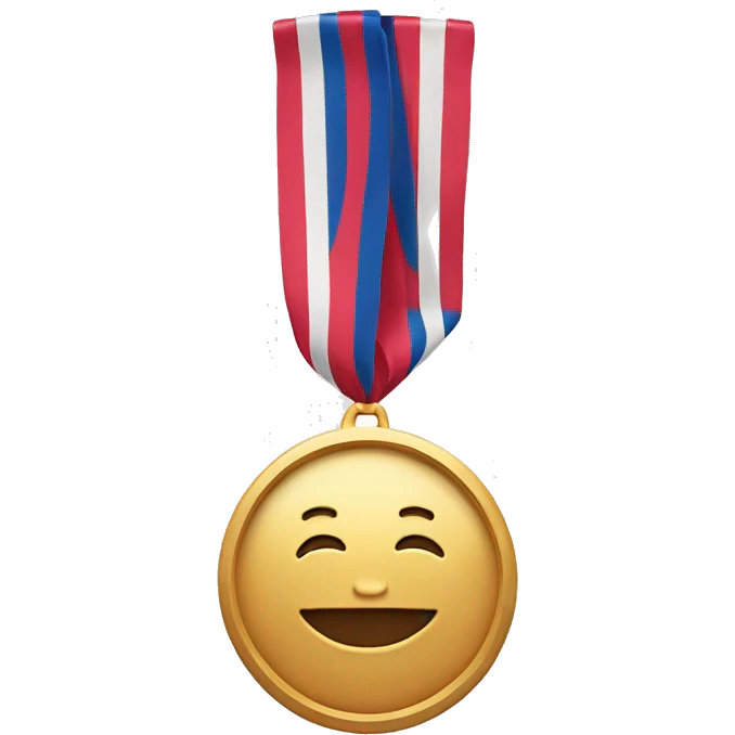 A gold medal that says “worlds okayest” emoji