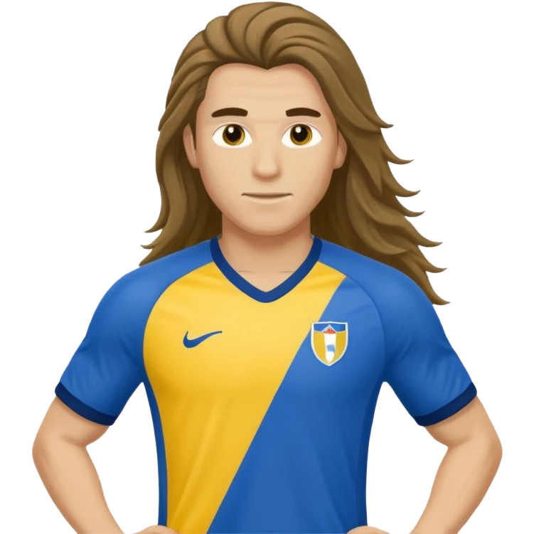 long haired soccer player blue yellow jersey emoji
