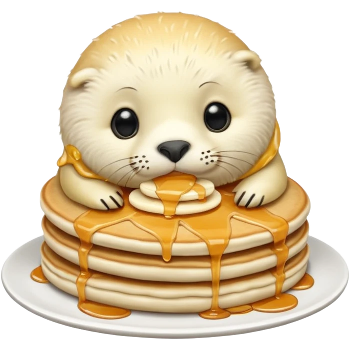 White seal eating pancakes emoji