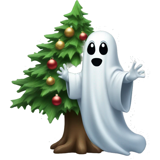 ghost with christmas tree emoji