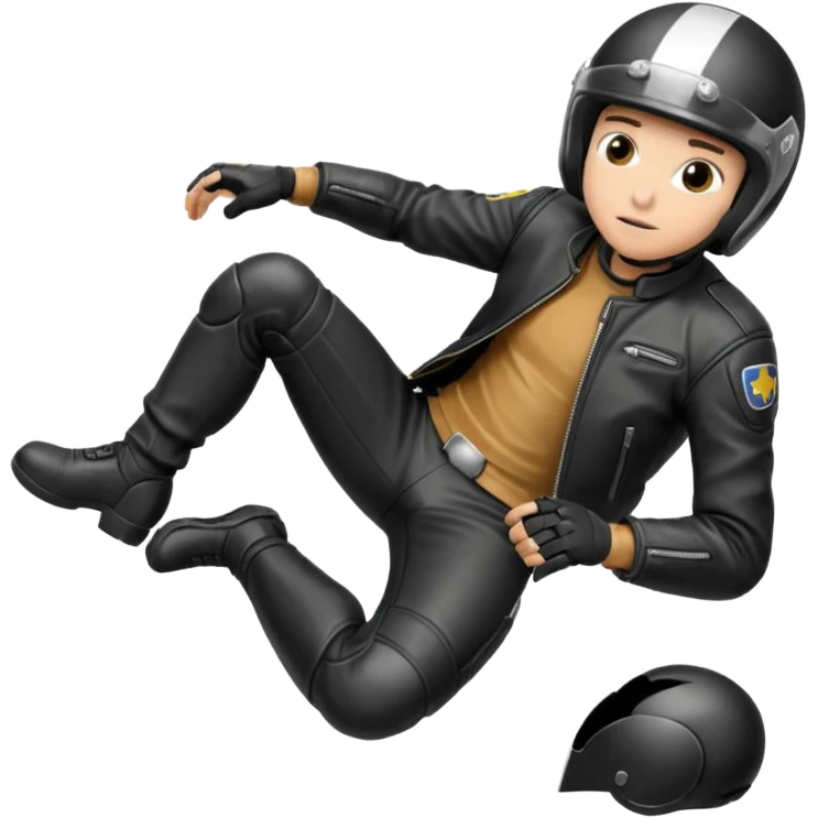 a motorcyclist lying on the ground who has just fallen emoji