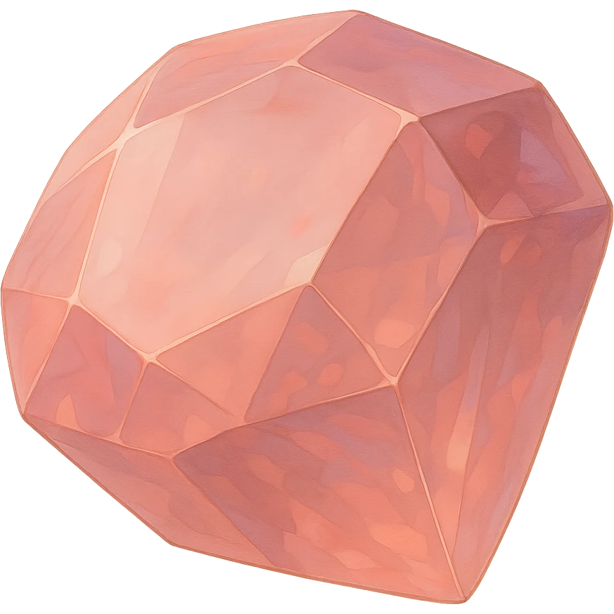 Remove all shadows, keep the realistic pink gemstone in Ghibli style with no background. emoji