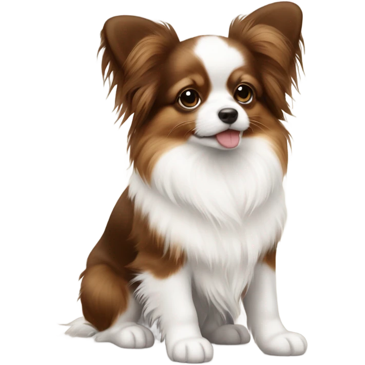 Cute papillon puppy brown and white phalene emoji