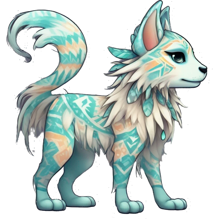 cute Kawaii edgy ethereal shy epic tribal fantasy animal fursona Fionbri creature by griffsnuff & LiLaiRa & Falvie with exotic colors with intricate patterns full body emoji