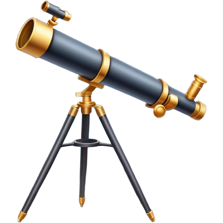 An icon featuring a telescope, stars, and a planet, symbolizing astronomy. The design includes a crescent moon, distant galaxies, and constellations, representing the study of space and celestial bodies. Transparent background highlights the exploration of the universe and cosmic phenomena. emoji