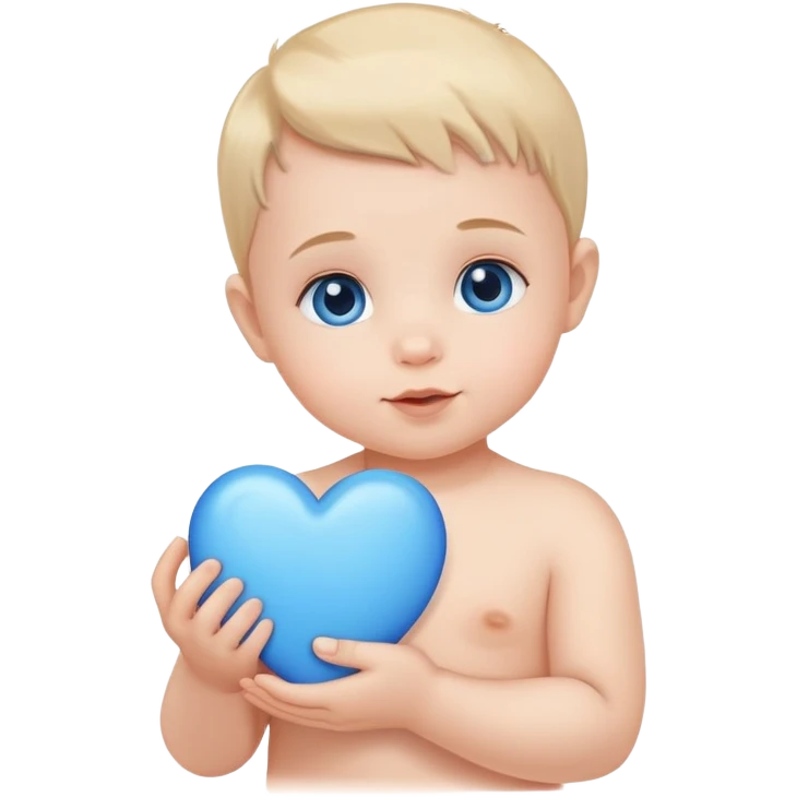 Cute Baby holding a blue heart  emoji